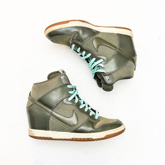 Nike Dunk Sky High Wedge Green Sneaker Tiffany Blue Laces Size 10 - Picture 6 of 7